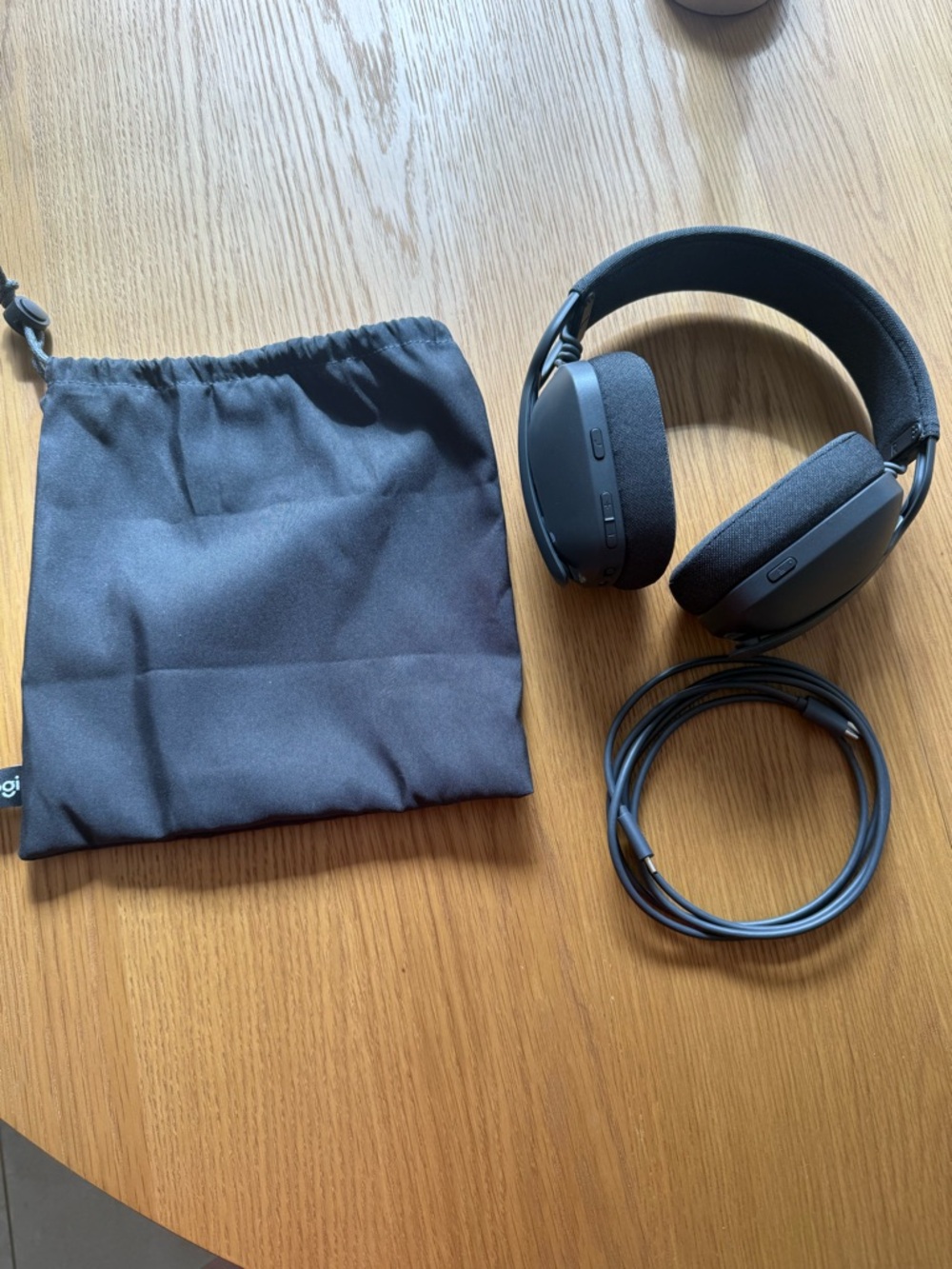 Logitech Over-Ear Headphones in Black and Gray with Carry Pouch and Cable